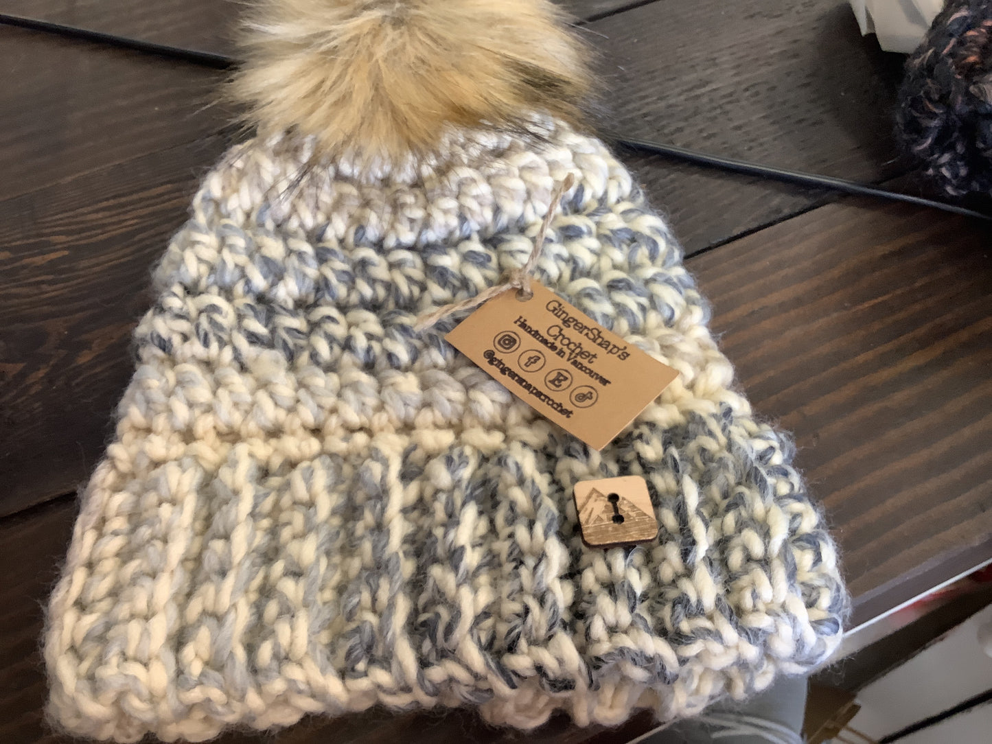 Gingersnaps Crochet -Moonlight Pom Toque