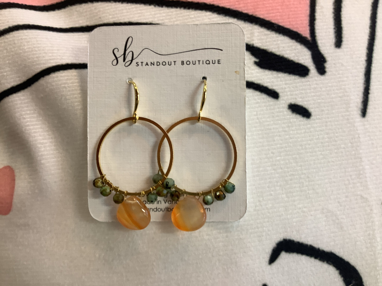 Standout Boutique - Carnelian African Turquoise Earrings