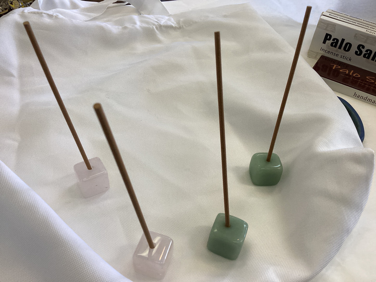Square tumbled stone incense holder