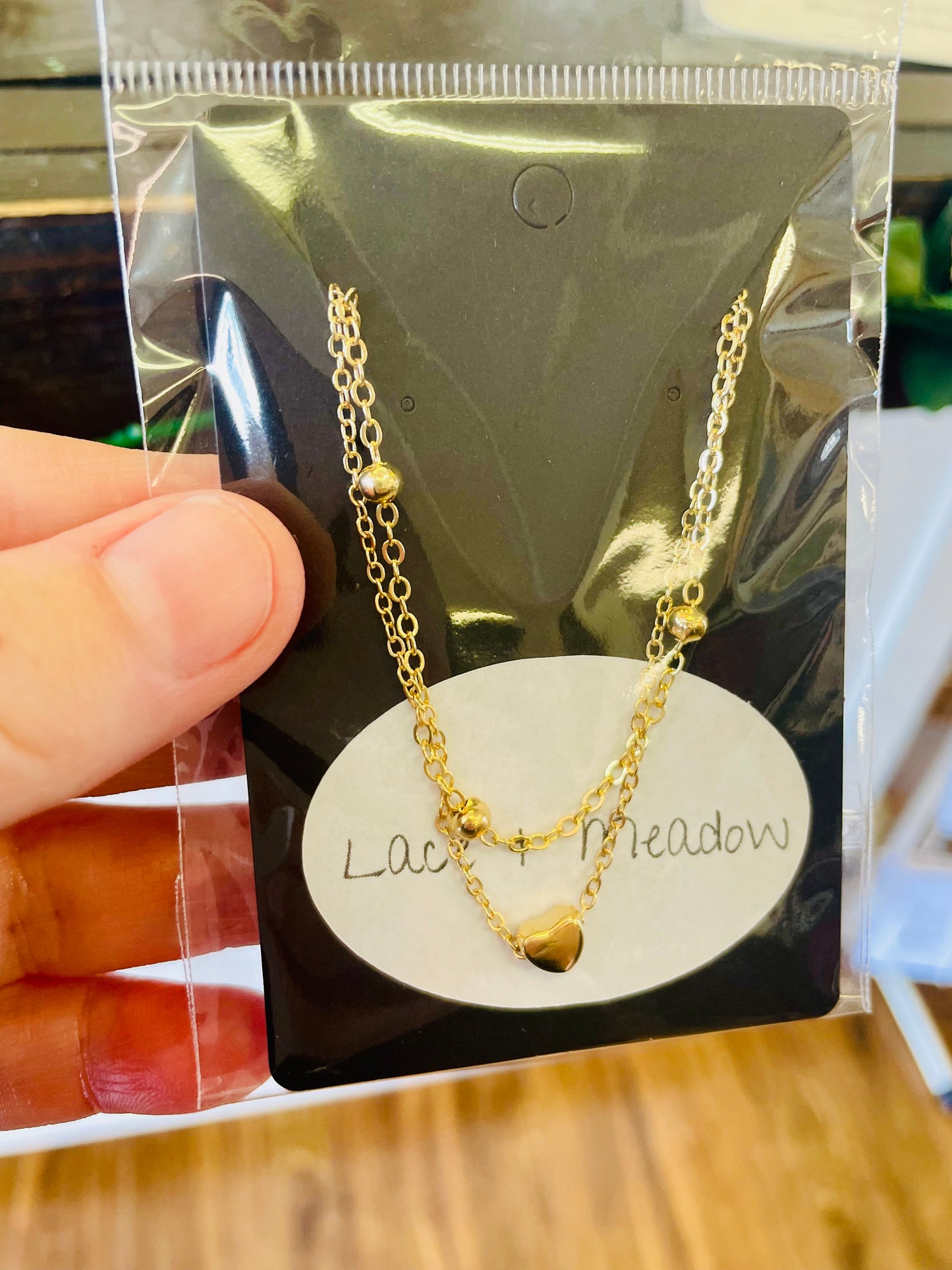 Lace & Meadow~ heart double anklet