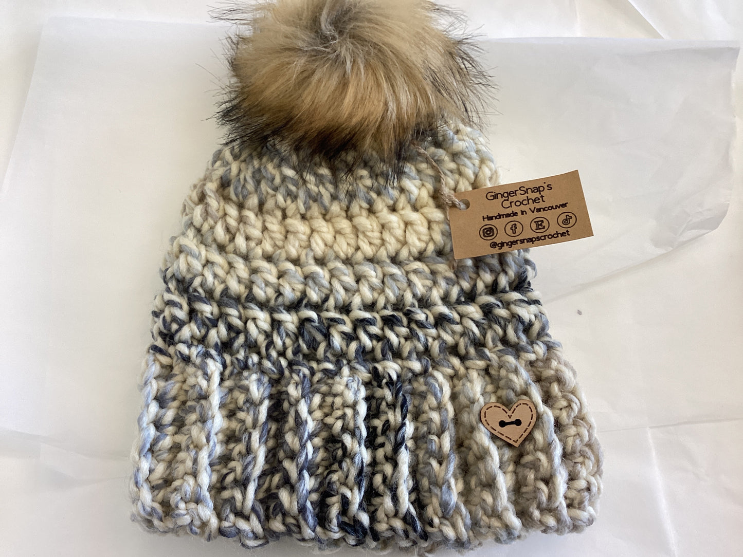 Gingersnaps Crochet - Moonlight Pom Toque