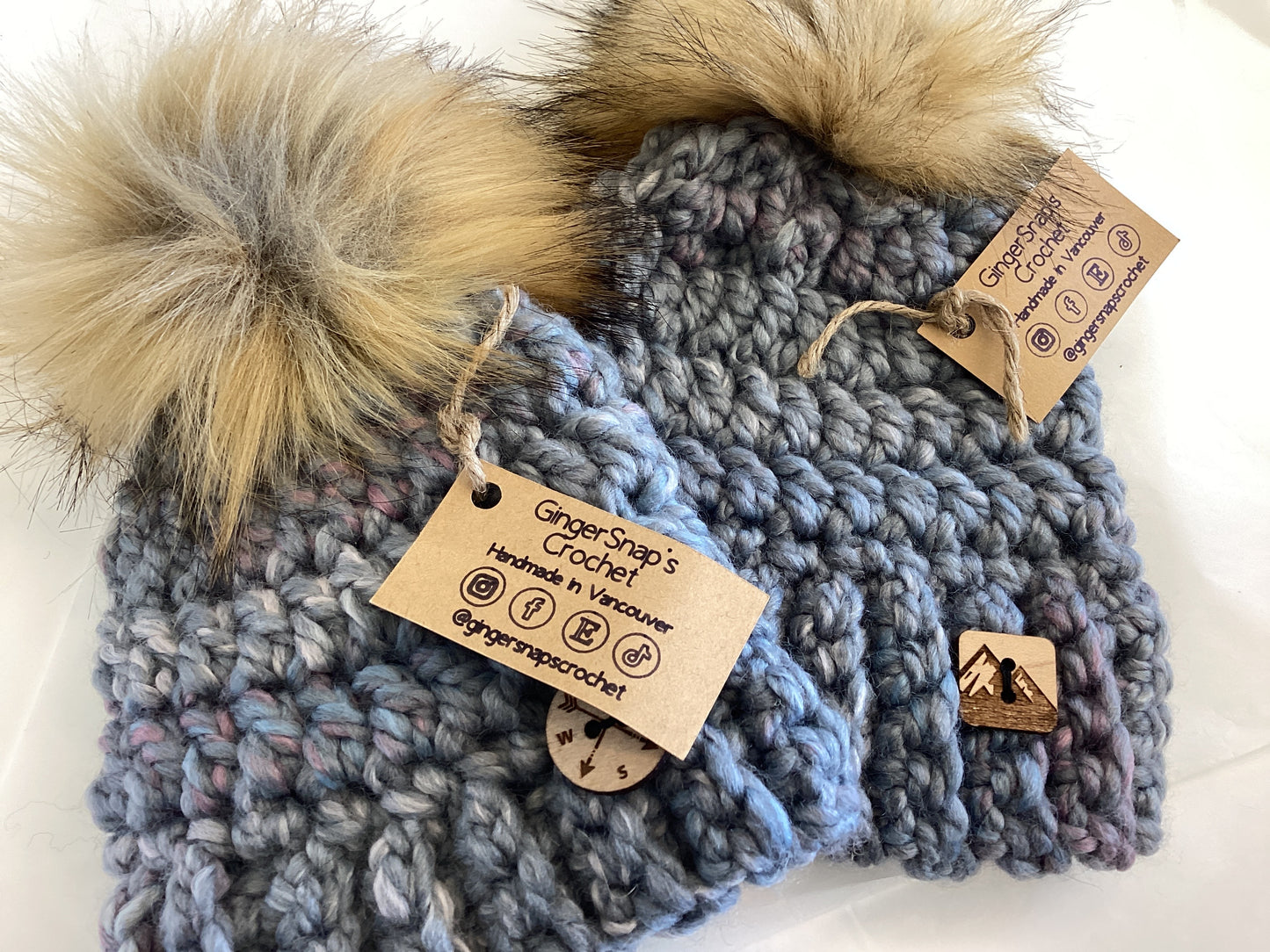 Gingersnaps Crochet - Fog Pom Toque