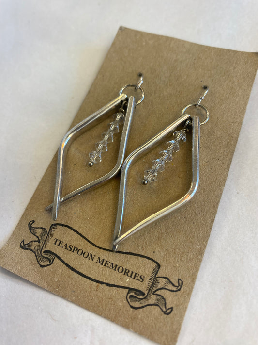Teaspoon Memories - Fork Diamond and Crystal Earrings