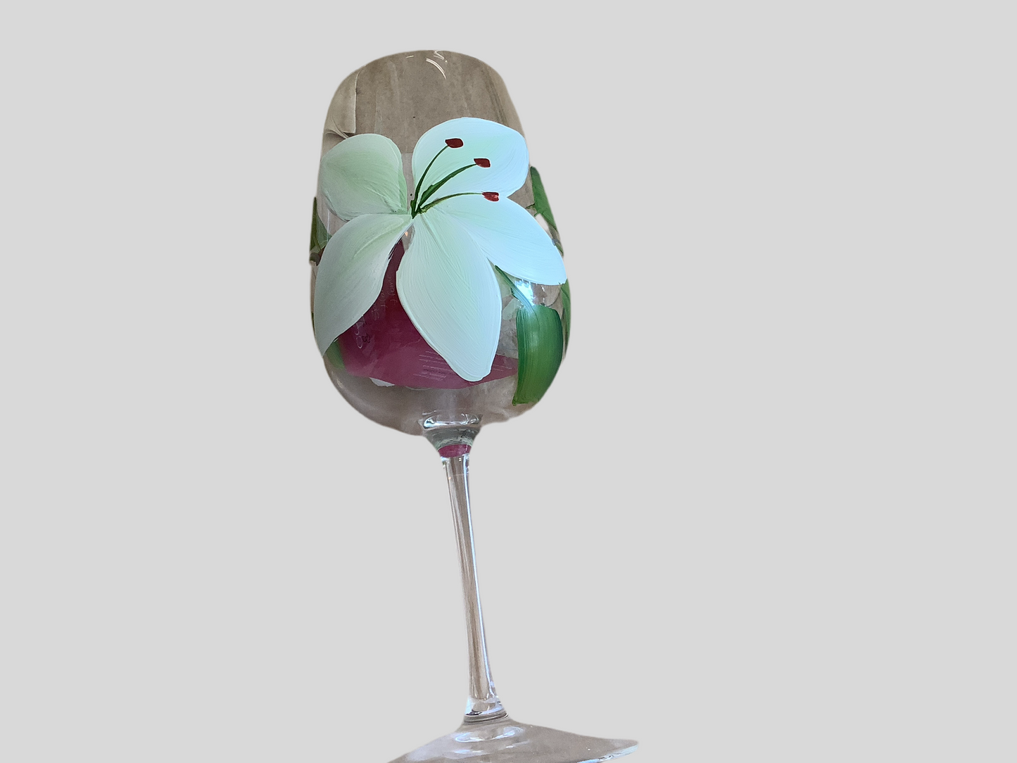 CC Crafts - Stemmed White Lily Wineglass
