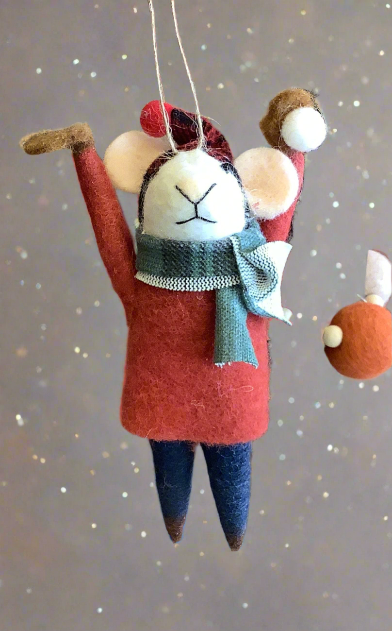 Indaba - Snowball Spencer Mouse Holiday Ornament