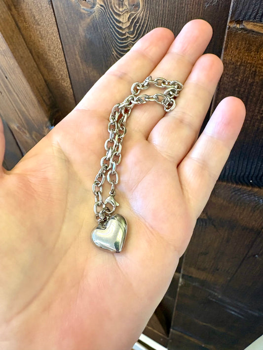 Heart stainless steel charm bracelet