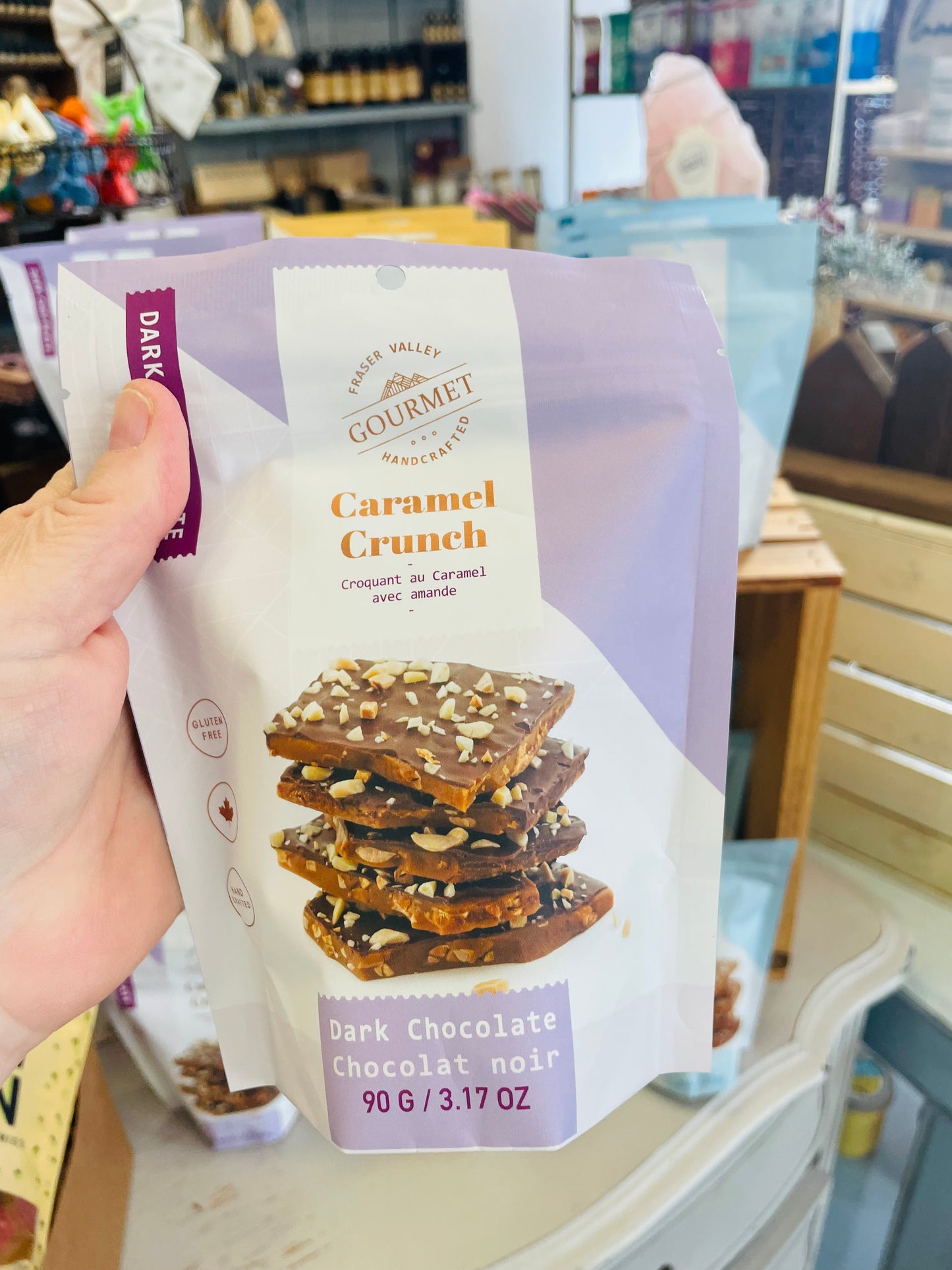 Fraser valley gourmet handcrafted caramel crunch.