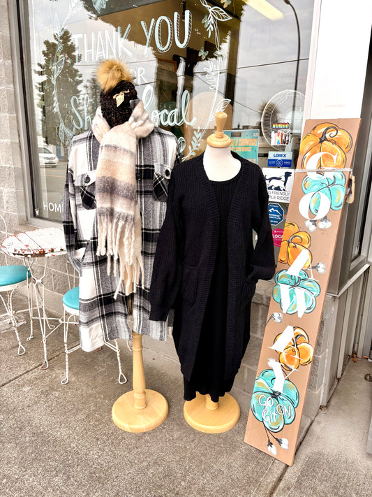 Town & Country khaki plaid scarf with tassel