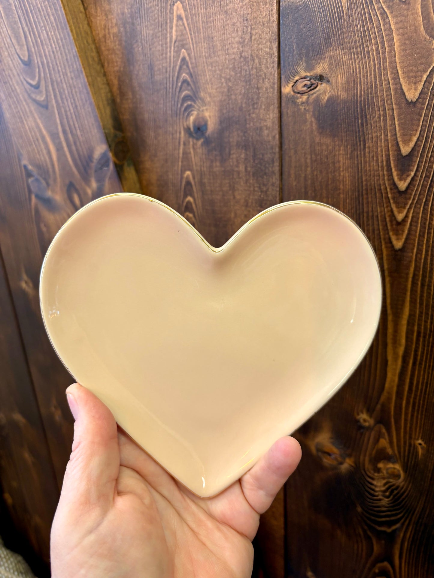 Danica pink & gold heart trinket dish