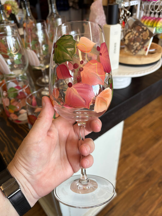 Cc Crafts ~ Fall stemmed wine glasses.