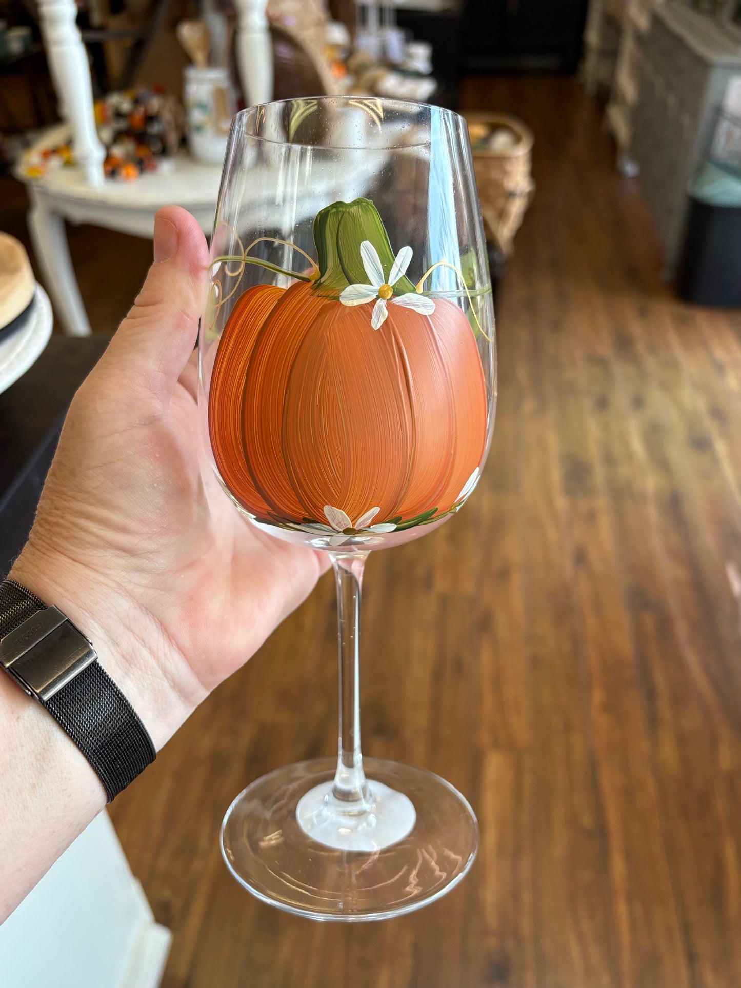 Cc Crafts ~ Fall stemmed wine glasses.