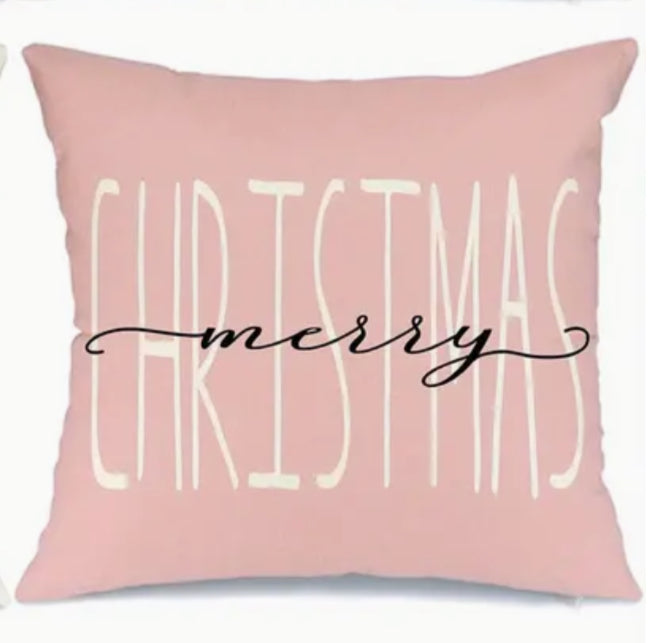 Town & Country - Pink Merry Christmas Pillow Cover