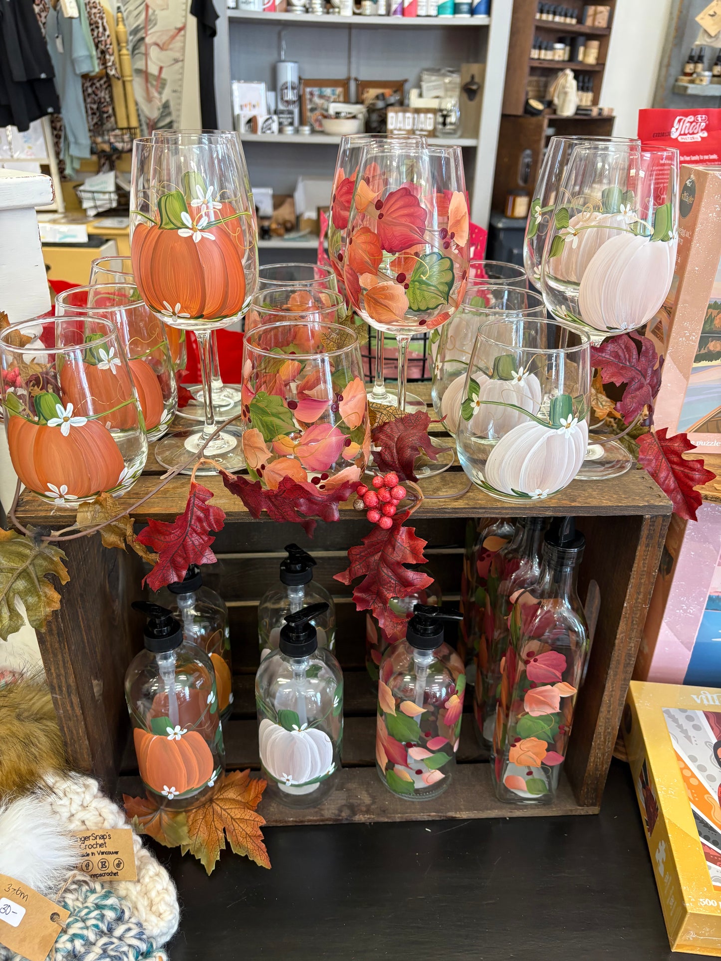 Cc Crafts ~ Fall stemmed wine glasses.
