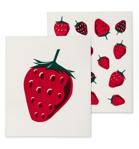 Swedish Dish Cloth 2 Pack - Strawberries