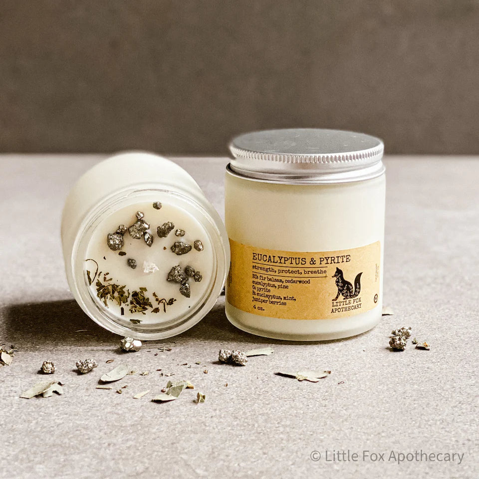 Little Fox Apothecary - Eucalyptus & Pyrite Gemstone Candle