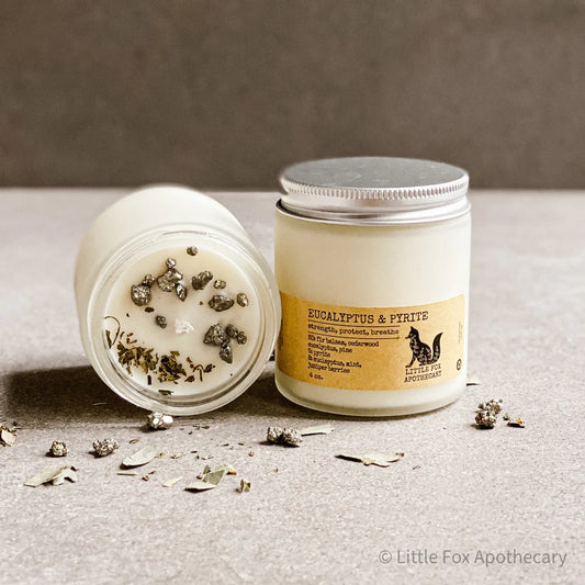 Little Fox Apothecary - Eucalyptus & Pyrite Gemstone Candle