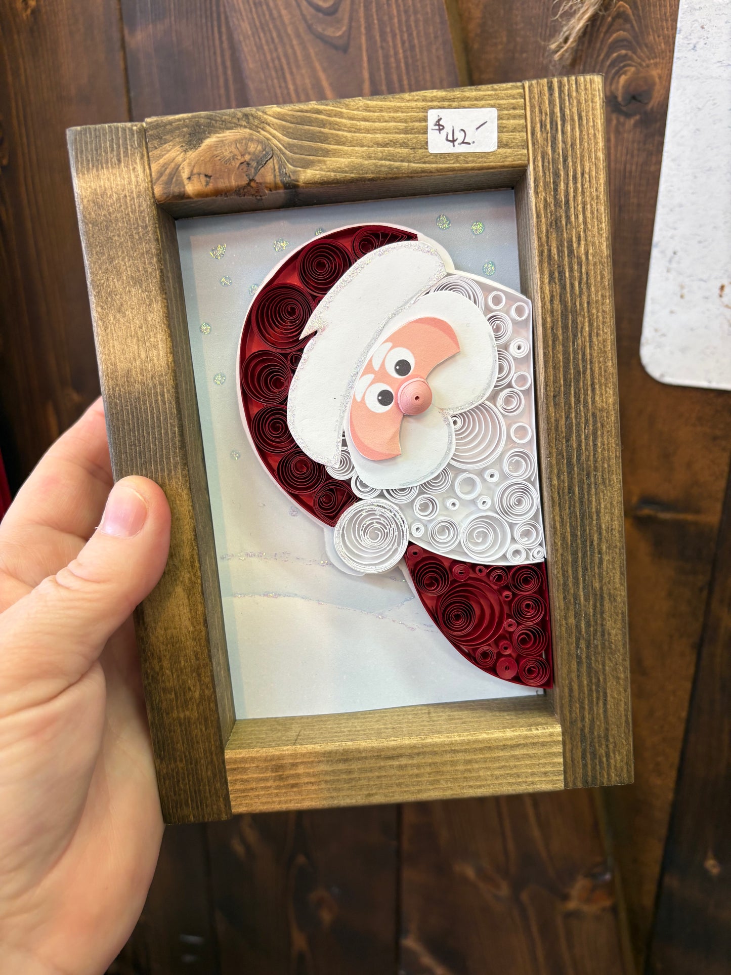 A Paper Life - Santa peaking out Framed Art