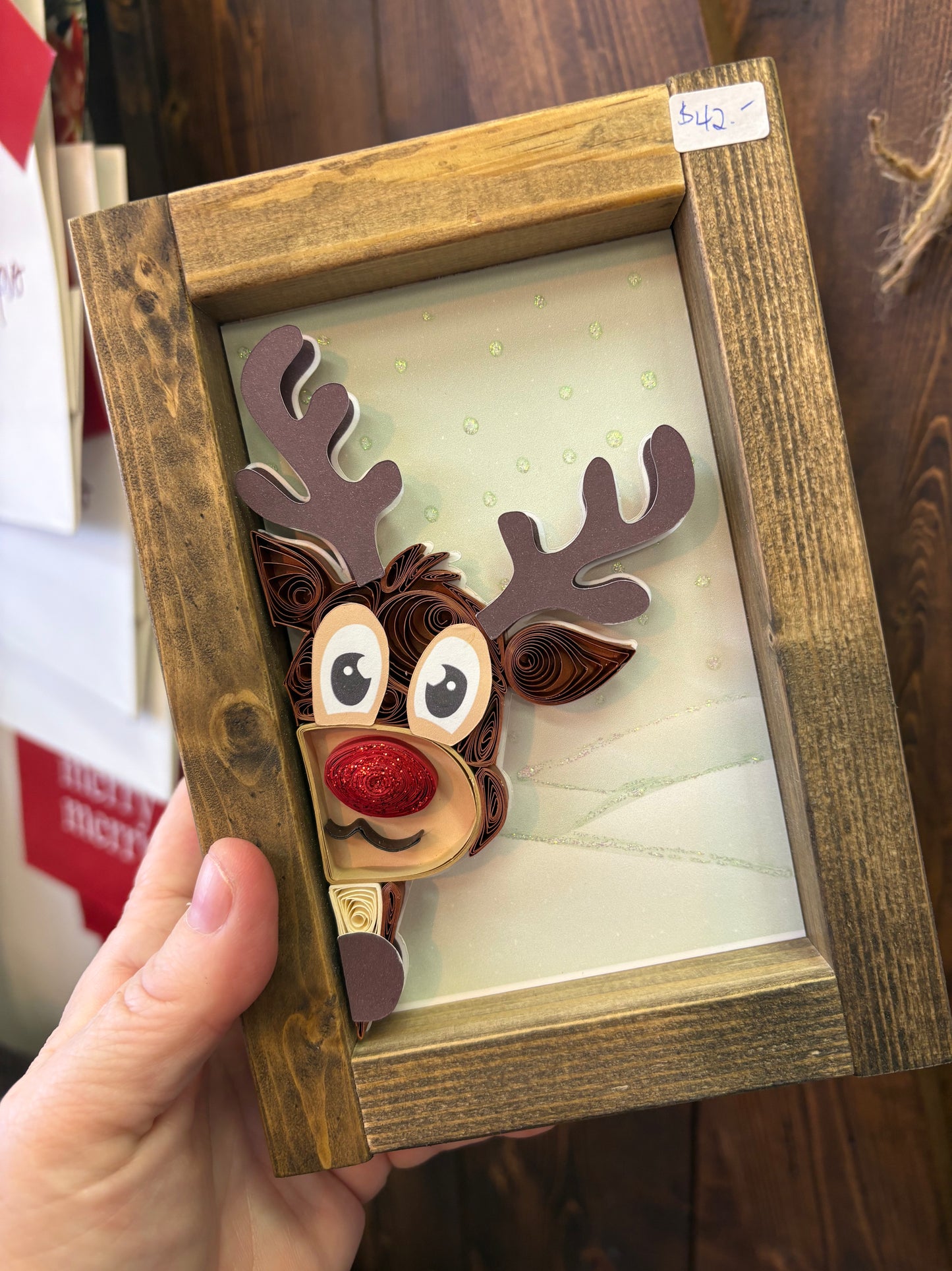 A Paper Life - reindeer peaking out Framed Art