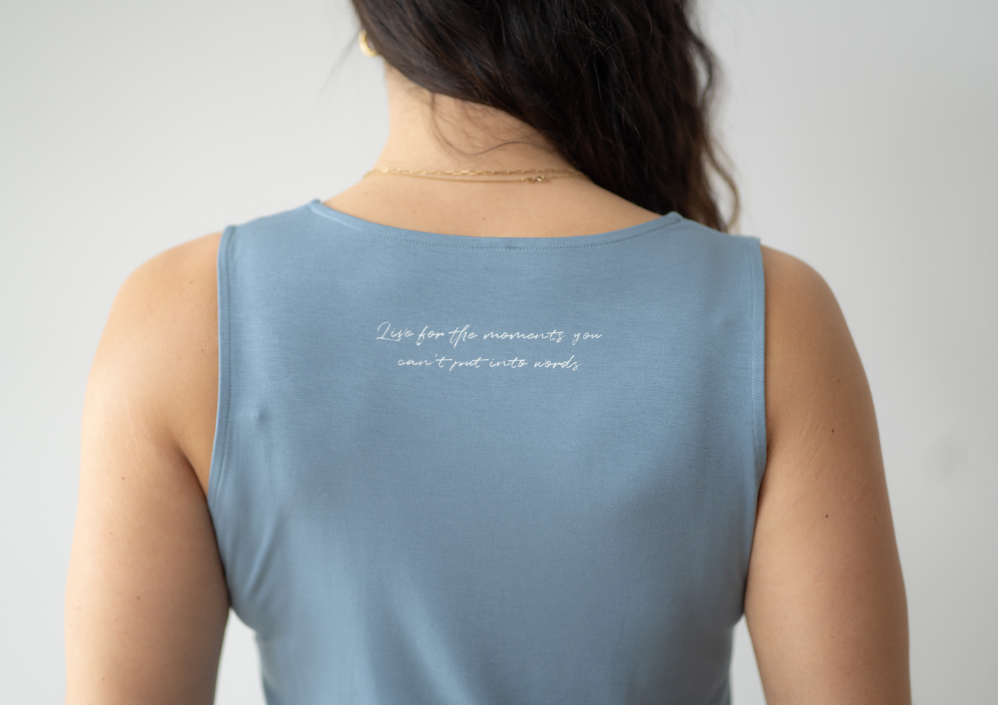 The Roster - Live for the Moments you Can't put Into Words- Tie Tank Ocean Blue