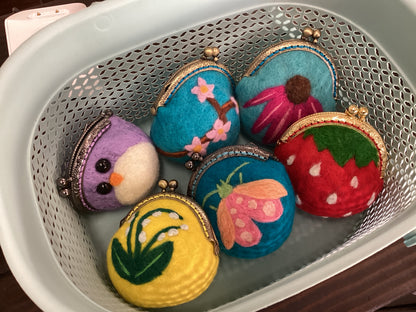 Green zebra curious ~ felted coin purses