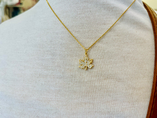 Standout Boutique Maple Pendant Necklace/ zirconia crystals