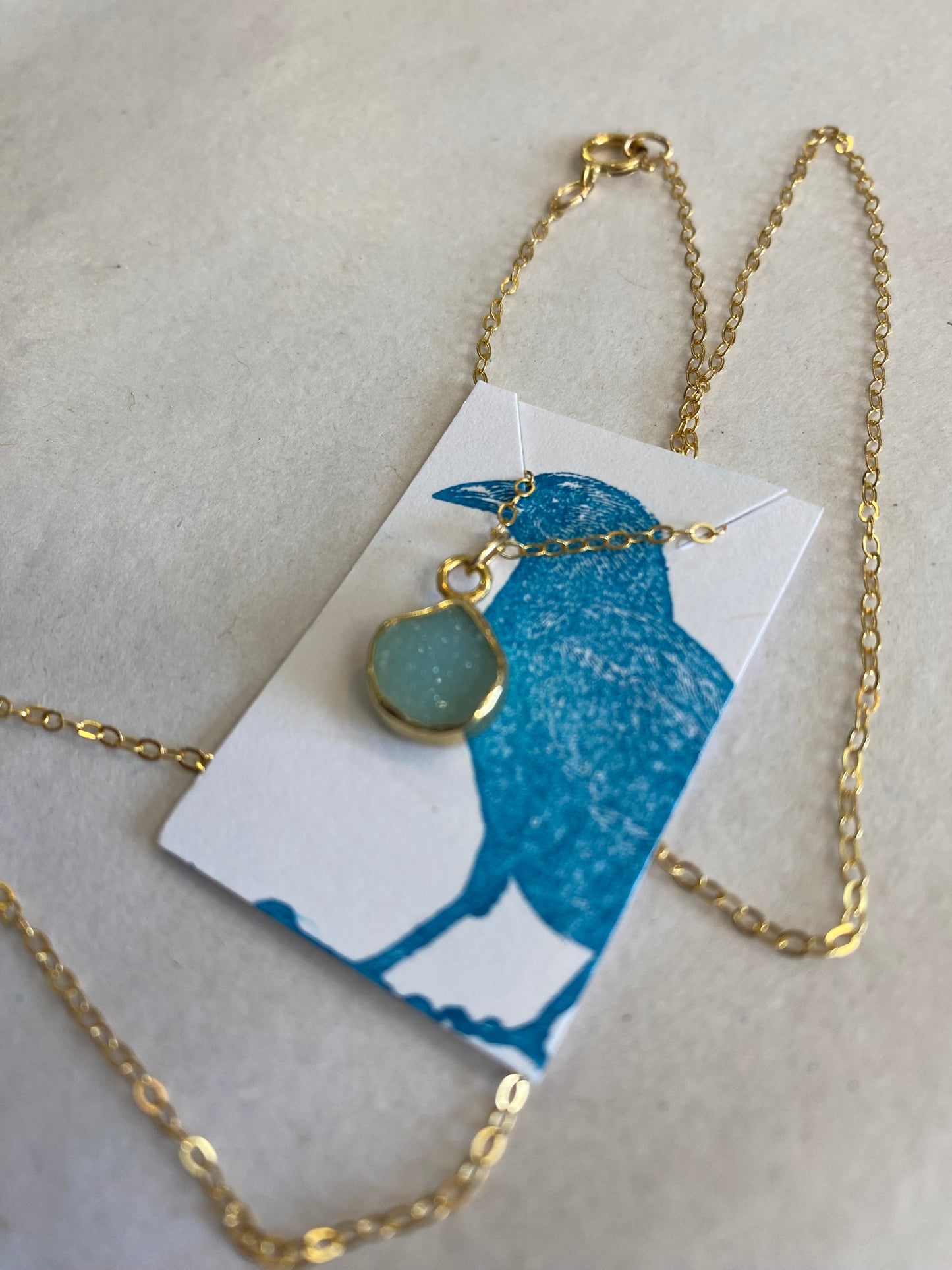 Dirty Bird Jewelry - 14K Gold Fill Mint Druzy Necklace