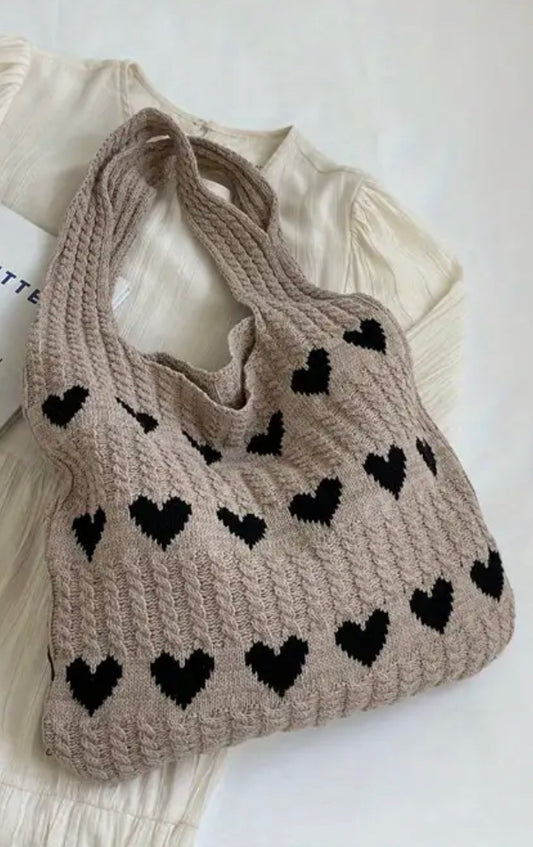 Town & Country - Love Black Heart Knitted Tote Bag