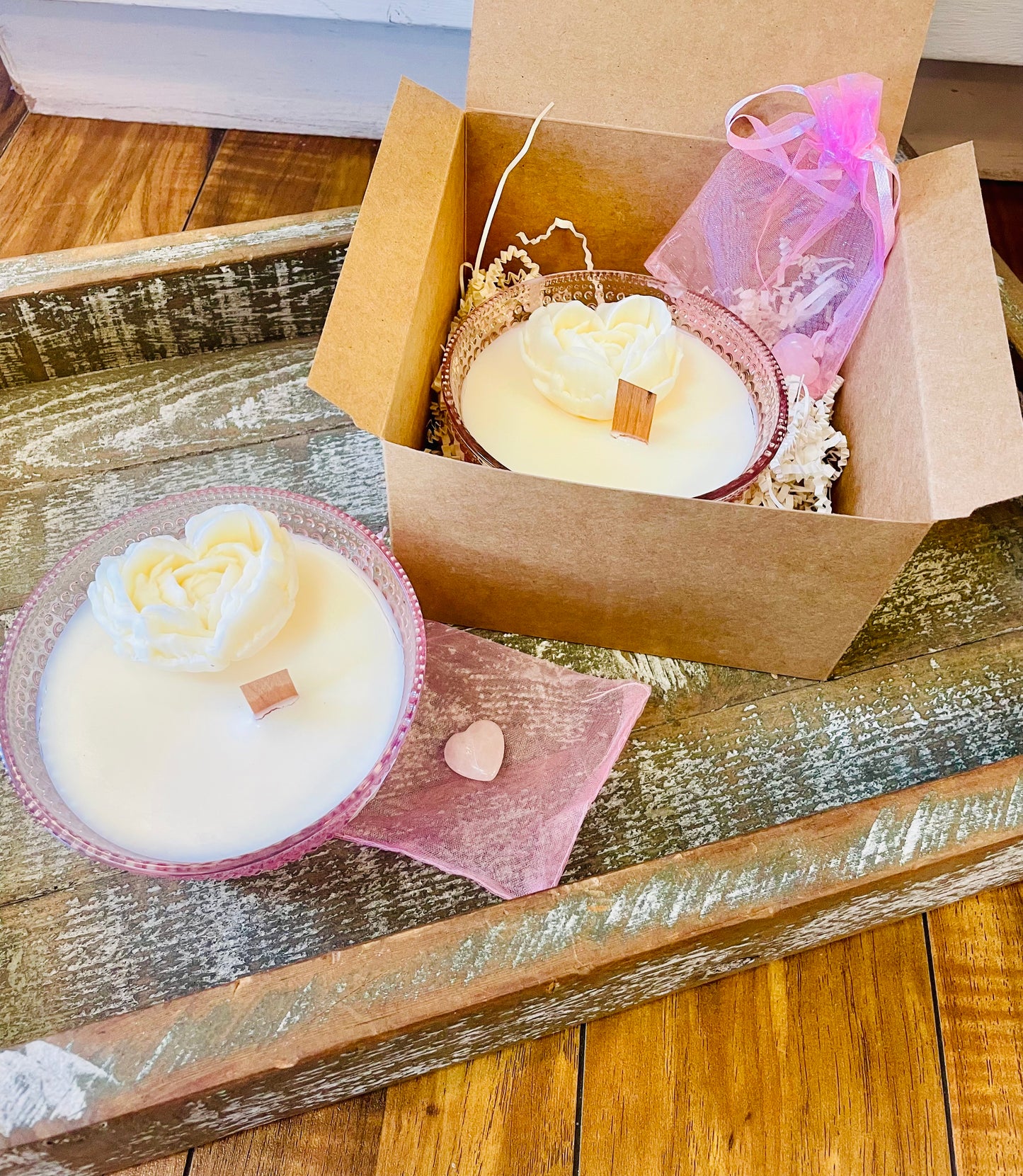 Valentines glass bowl candle.