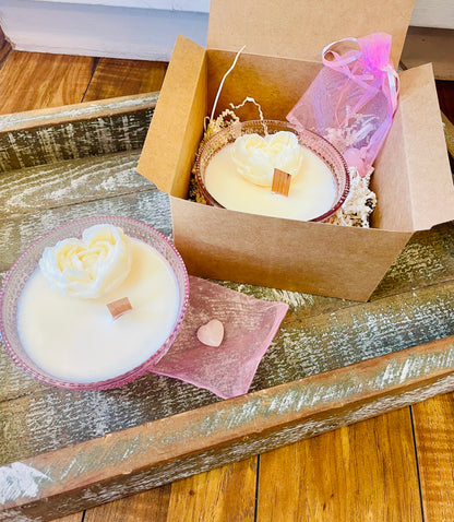 Valentines glass bowl candle.