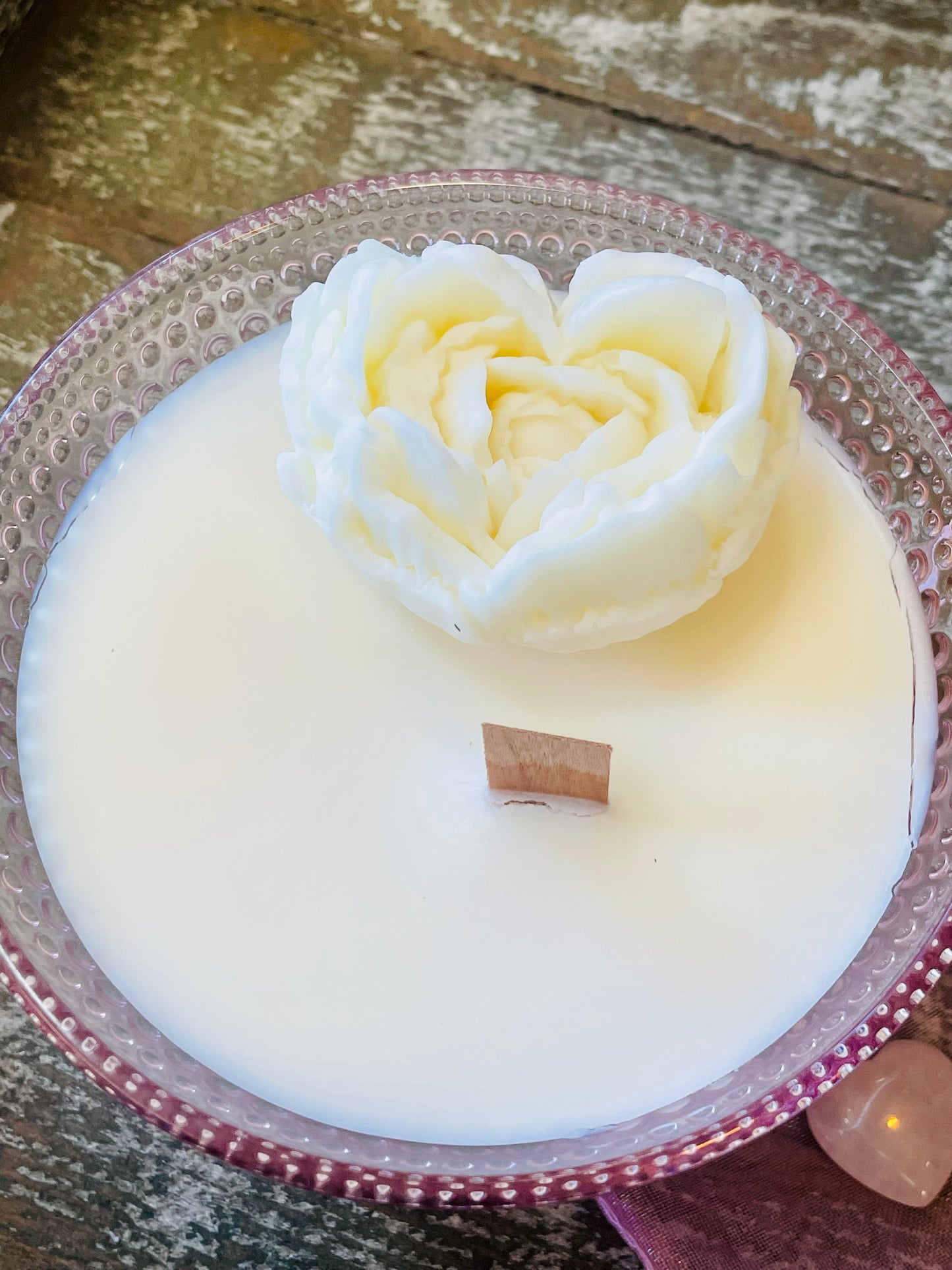 Valentines glass bowl candle.