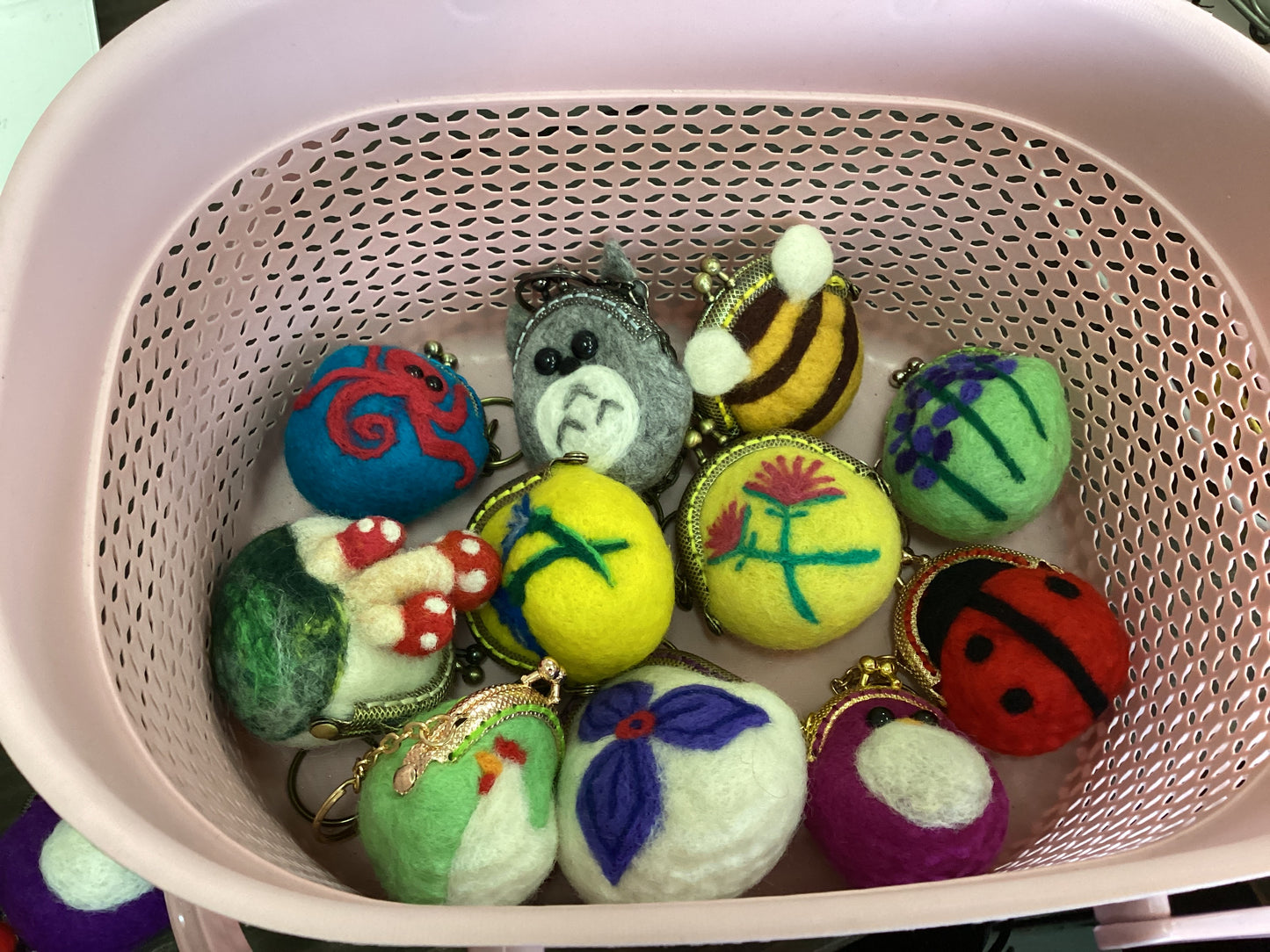 Green zebra curious ~ felted coin purses