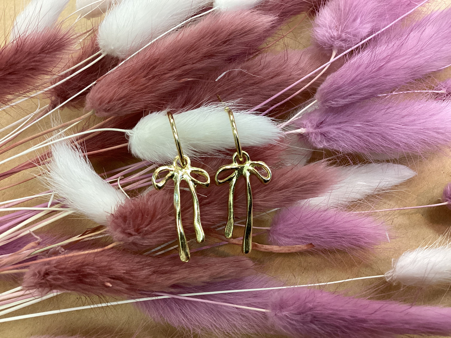 Lace & Meadow Gold Bow Earrings