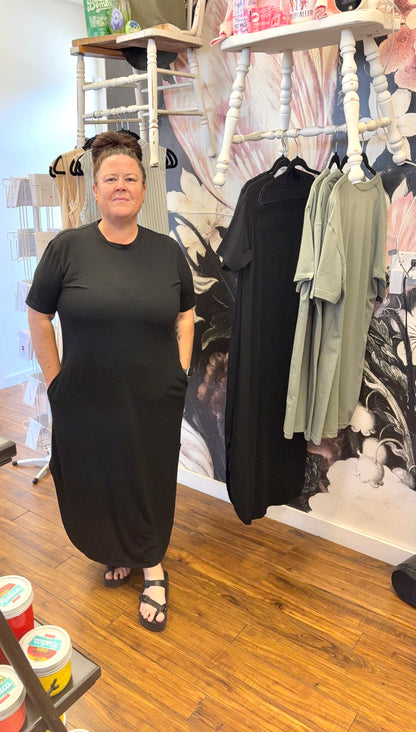 Black Long Maxi dress with pockets