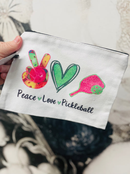 Town & Country - Peace Love Pickleball Canvas Makeup Bag