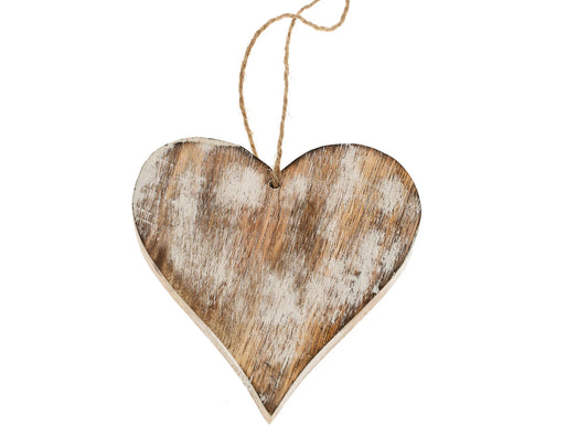 Indaba- Wooden Heart Ornament, Whitewash