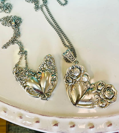 Teaspoon memories circa 1909 & 1957 heart necklaces