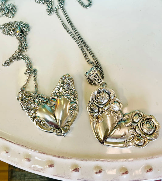 Teaspoon memories circa 1909 & 1957 heart necklaces