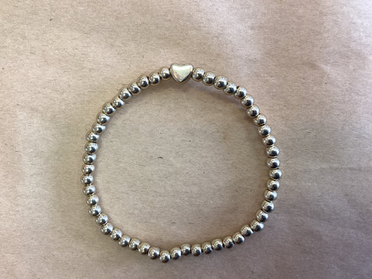 Lace & Meadow- Beaded Bracelet with gold love heart
