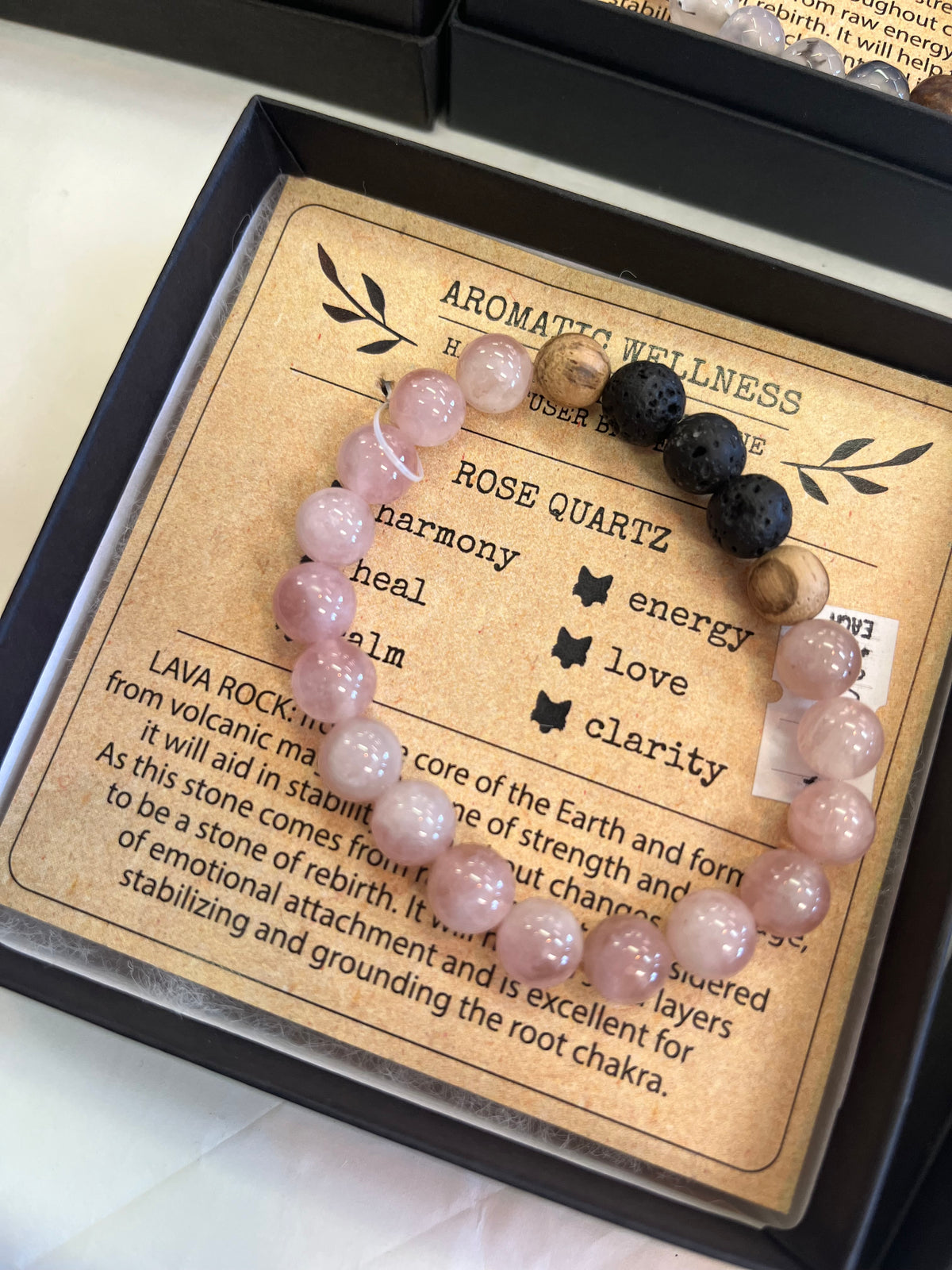Little Fox Apothecary- Rose quartz diffuser bracelet