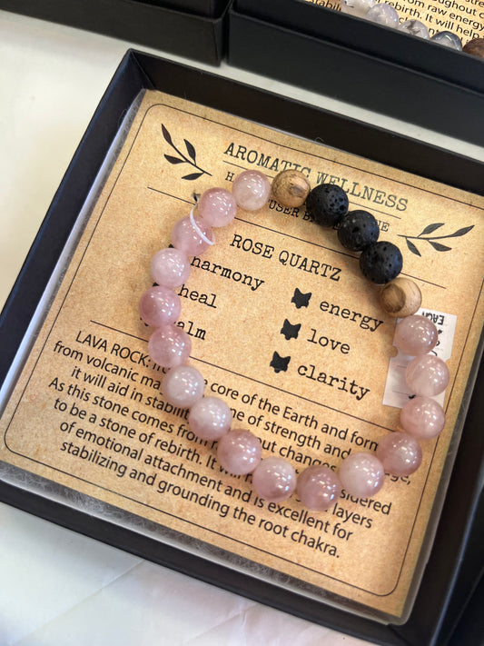 Little Fox Apothecary- Rose quartz diffuser bracelet