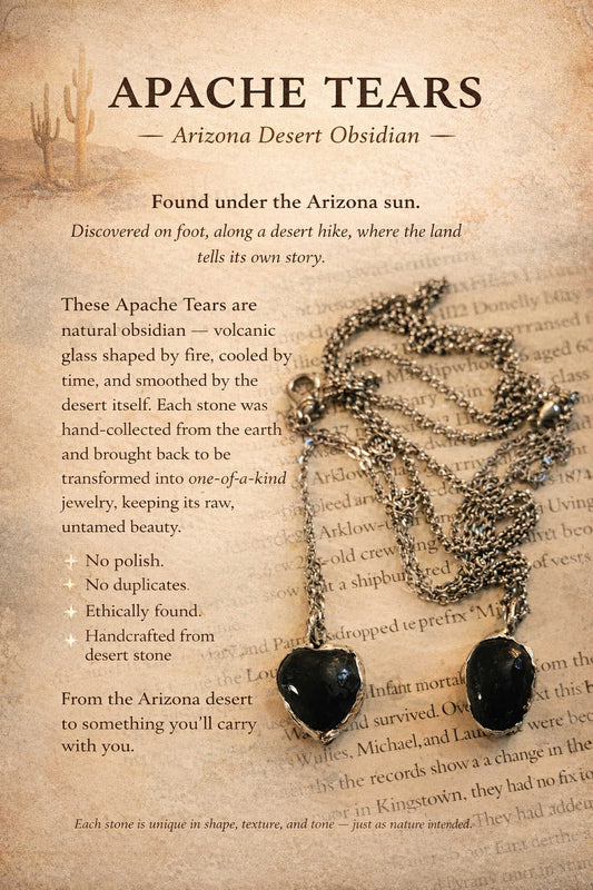 Teaspoon memories ~ Apache tear necklace