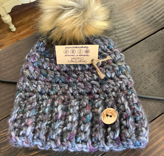 Gingersnaps Crochet - Abalone Pom Toque