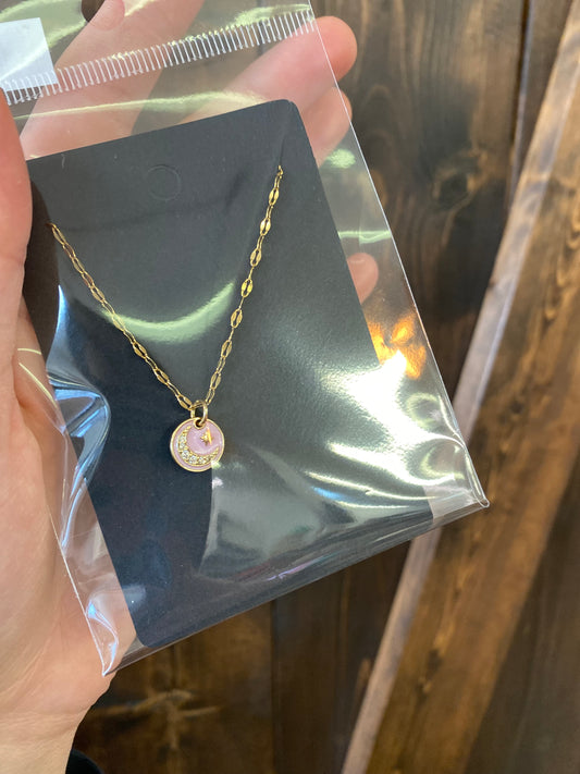Town & Country - Pink Moon & Star Pendant Necklace