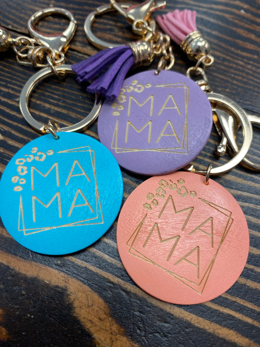 Town & Country - Mama Wooden Keychain w/ Tassel