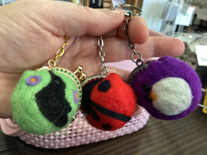 Green zebra curious ~ felted coin purses