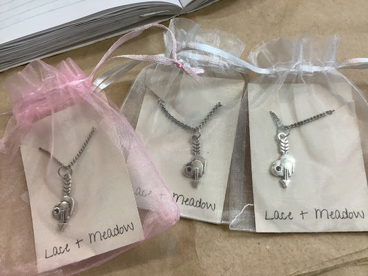 Lace + Meadow -Silver Heart’s & Arrow Necklace