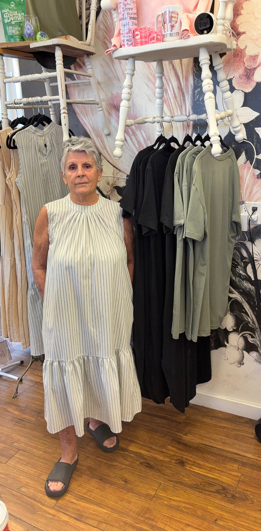 Cotton long stripped dress