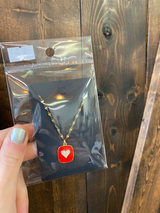 Town & Country - Red Heart Diamond Pendant Necklace