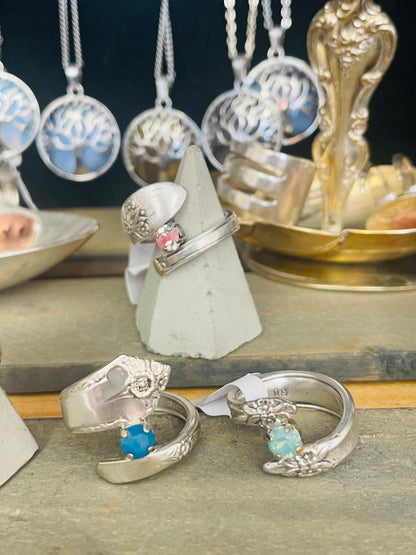Teaspoon Memories ~ rhinestone rings