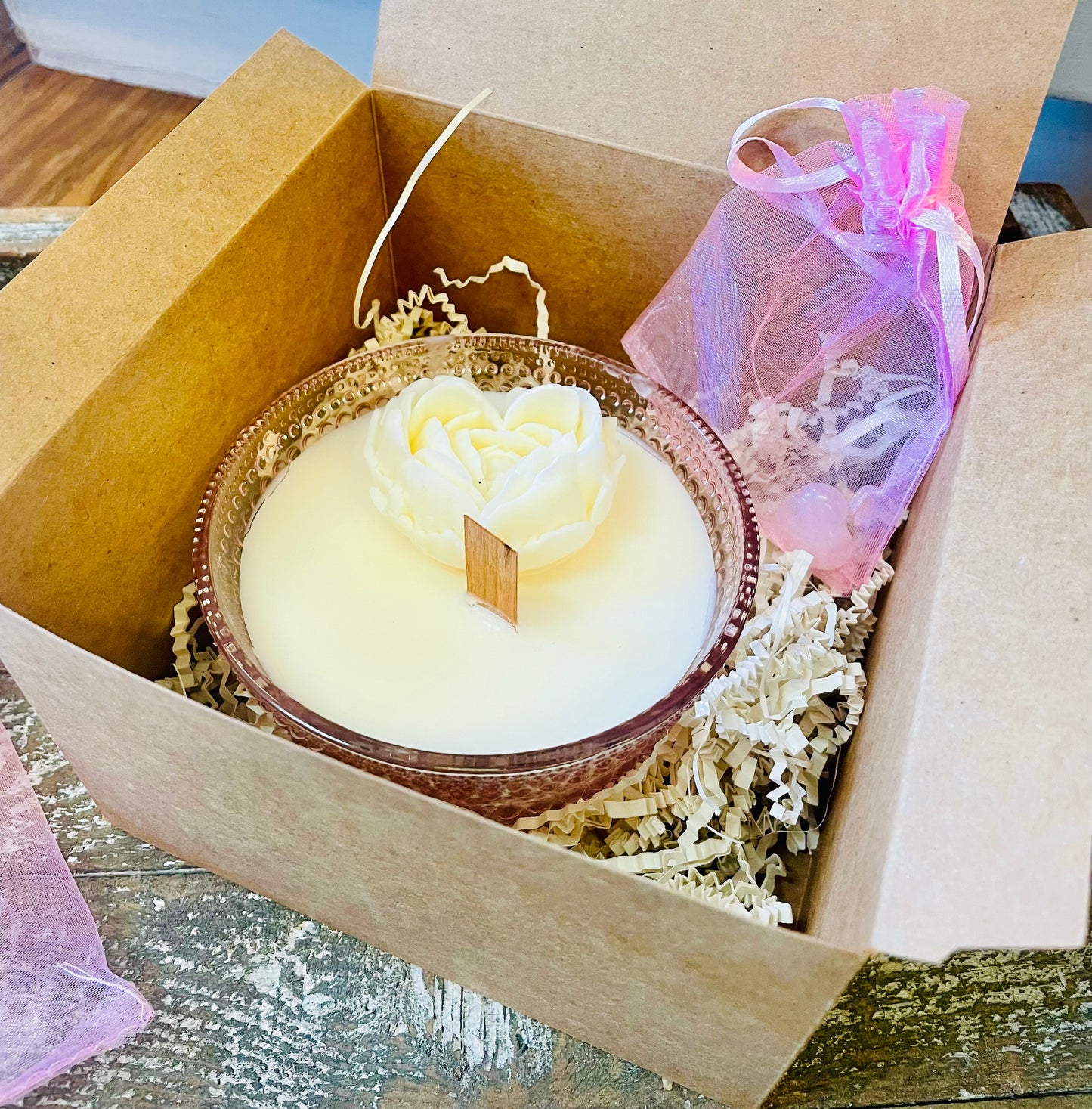 Valentines glass bowl candle.